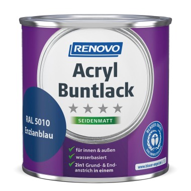 Renovo Acryl Seidenmattlack Enzianblau, 375 ml, 282903755010